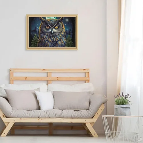 Miniatura 5 de Rompecabezas de madera de 500 piezas con hermoso estampado de bosque de búhos, con bolsa de almacenamiento con partición del alfabeto, fácil