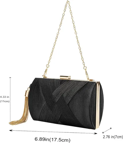 Miniatura 3 de LETODE Elegante bolso de mano con colgante de borla para mujer, bolso de mano de seda para novia, boda, baile de graduación, fiesta nocturna