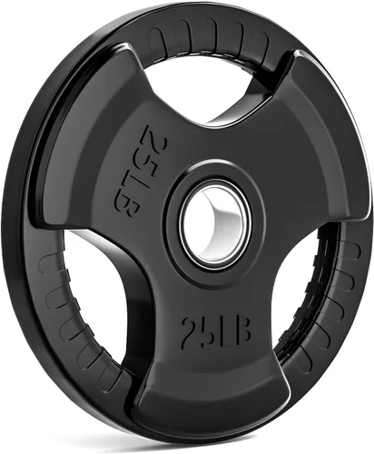 LIONSCOOL Placas de agarre olímpicas de goma de 2 pulgadas para entrenamiento de fuerza, levantamiento de pesas, placa de hierro fundido sólido para
