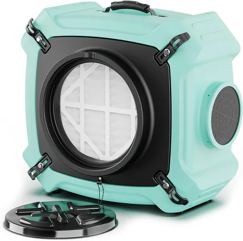 Miniatura 10 de ALORAIR Depurador de aire con filtración de 3 etapas, máquina de aire negativo apilable para uso industrial y comercial, filtro de aire resistente