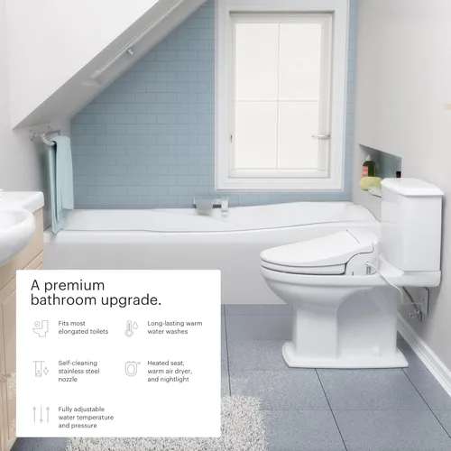 Miniatura 4 de Brondell SE400-EW Swash SE400 - Asiento de inodoro con bidé eléctrico, con asiento calefactado, boquilla oscilante de acero inoxidable, secadora