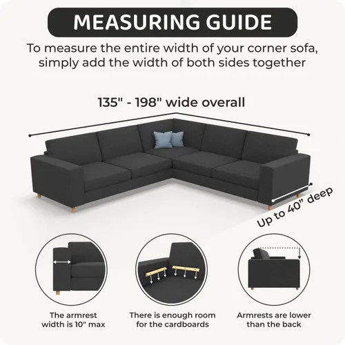 Miniatura 4 de PAULATO BY GA.I.CO. Funda para sofá modular de esquina, funda de sofá extragrande en forma de L, fundas de sofá impresas lavables, protector de Gris