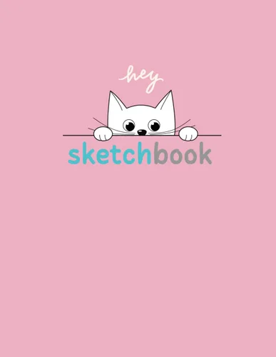Sketchbook: Pastel pink color with a cat cover, minimal design with large size (8.5 x 11 inches, 110 pages) Tapa blanda – 1 Julio 2023