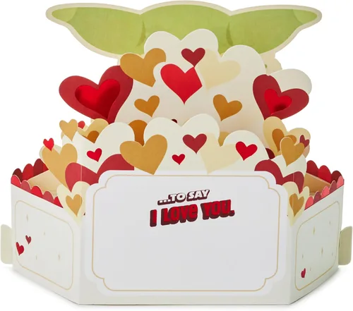 Miniatura 2 de Hallmark Paper Wonder - Tarjeta de amor desplegable, Star Wars Baby Yoda, para el día de San Valentín, aniversario o felicitación (gesto de amistad)