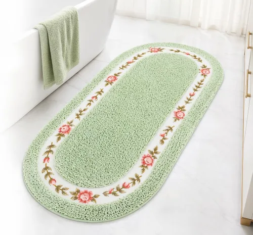 Stay Young Alfombra decorativa con diseño de rosas y flores, para dormitorio, sala de estar, baño, cocina, diseño romántico resistente a la