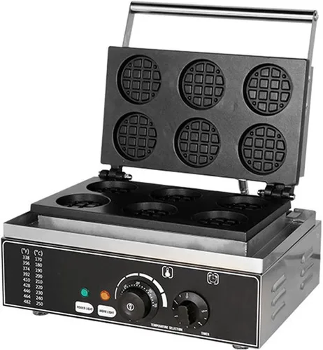 Miniatura 15 de Máquina de gofres comercial, máquina eléctrica antiadherente de 1550 W con revestimiento de teflón, horneador de gofres ajustable de 122-572 ℉