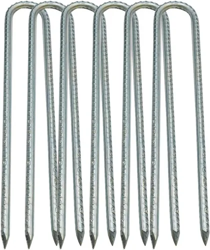 Miniatura 7 de Estacas de tierra, clavos de tienda, anclajes de suelo, grapas de jardín, clavijas galvanizadas de acero, pasadores de paisaje en U resistentes