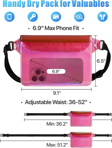 Miniatura 4 de F-color Riñonera impermeable – Cruise Essentials 2026 – Bolsa impermeable con correa ajustable en la cintura, bolsa seca enrollable con triple