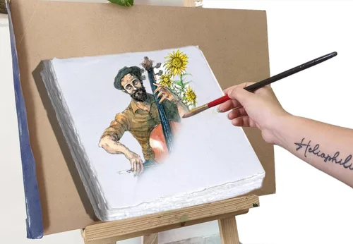 Miniatura 2 de 50 paquetes de papel de acuarela de algodón con borde de cubierta 200 GSM papel de acuarela texturizado en bruto para escribir Blanco roto