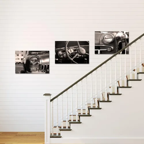 Miniatura 3 de Nachic Wall 3 piezas de imágenes retro sepia clásicas de automóvil americano, impresión en lienzo vintage para volante de coche antiguo, póster