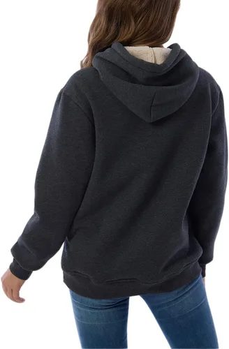 Miniatura 6 de Sudadera con capucha para mujer, forro polar, sherpa, para invierno, casual, ajuste holgado