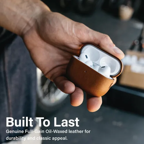Miniatura 3 de KORDIZ Funda de cuero para AirPods Pro de 2ª generación - Funda de piel de vaca encerada con aceite genuino para Airpods Pro 2 - Pátina vintage Negro