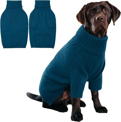 Miniatura 67 de IECOii Suéter extragrande para perro, suéteres térmicos cálidos para perros de raza gigante, ropa de punto, cuello alto de invierno, elástica