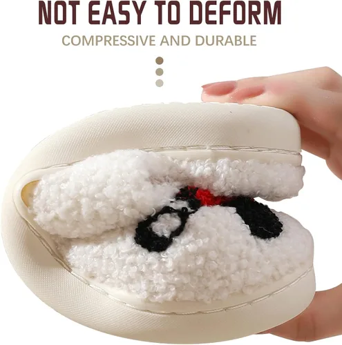 Miniatura 3 de Las bonitas pantuflas de conejito malo perfectas para mujeres y hombres bordado de dibujos animados pantuflas cálidas de invierno con patrón de amor
