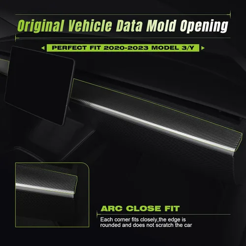 Miniatura 3 de Real 3K Toray - Cubierta de tablero de fibra de carbono seca para Tesla Model 3 y modelo Y 2021-2023.5 - Envoltura de tablero de instrumentos