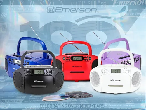 Miniatura 12 de Emerson Reproductor de CD portátil Boombox con reproductor de cassette combo, grabadora de cinta, radio AM/FM, AUX, conector para auriculares