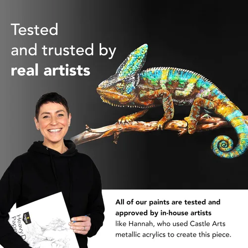 Miniatura 7 de Castle Art Supplies Juego de 24 tubos acrílicos metálicos Fórmula mejorada 24 tubos de 0.47 onzas líquidas para artistas adultos, principiantes