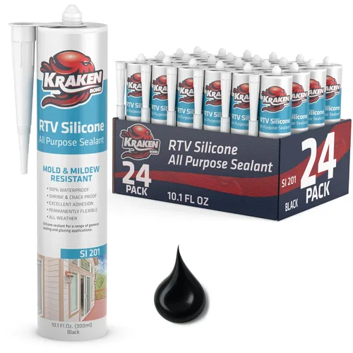 Miniatura 32 de Kraken Bond Sellador de silicona gris resistente al agua Cartucho de 100 a 10 onzas líquidas – RTV silicona calafateo para cocina y baño, todo uso