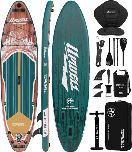 Miniatura 10 de UPWELL Tabla de Paddle Inflable de 10'6"/11'/11'6", Stand Up Paddleboard para Jóvenes y Adultos, Diseño Estable, Accesorios Premium de SUP, Mochila