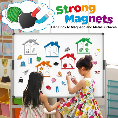 Miniatura 4 de Torlam Juguetes magnéticos de clasificación de color, juegos del alfabeto, aprendizaje de letras ABC, forma de color, a juego, imanes de nevera
