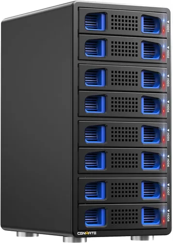 Miniatura 10 de CENMATE Caja de disco duro de 4 bahías con ventilador de enfriamiento para HDD/SSD SATA de 2.5/3.5" con cable USB A/C 3.0, Caja de disco duro sin