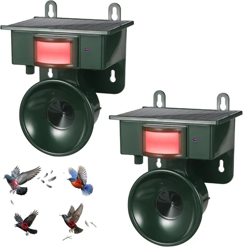 Miniatura 10 de Dispositivos repelentes de pájaros ultrasónicos solares 2026 para exteriores, disuasorio solar para pájaros carpinteros para casa, disuasorios