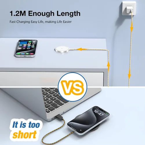 Miniatura 7 de Cargador MagSafe: almohadilla de carga inalámbrica magnética para iPhone 17, 16, 15, 14, 13, 12 y AirPods 4-2 Pro, imán fuerte, aleación de Blanco