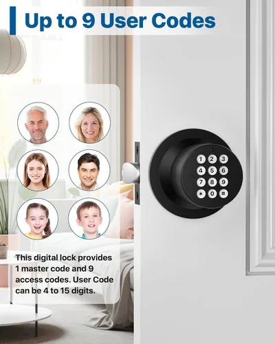 Miniatura 2 de HIDALIFE Pomo de puerta con teclado, perilla de puerta con cerradura, cerradura de puerta de entrada sin llave con código para puerta delantera