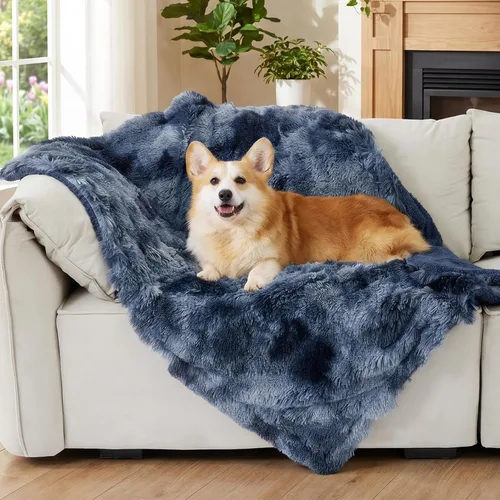 Miniatura 28 de Bedsure Mantas para perros grandes, manta impermeable mullida para perro para protector de sofá y cama, lavable, manta mullida de piel sintética Gris