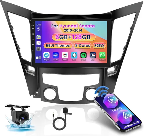 [8 núcleos 6+128G] Radio de coche Android para Hyundai Sonata 2010-2014, 9 pulgadas 1280 * 720 pantalla táctil estéreo con Carplay/Android