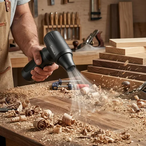 Miniatura 7 de Plumero de aire comprimido: plumero de aire inalámbrico súper potente de 300,000 RPM, motor sin escobillas recargable, ajustable de 3 velocidades