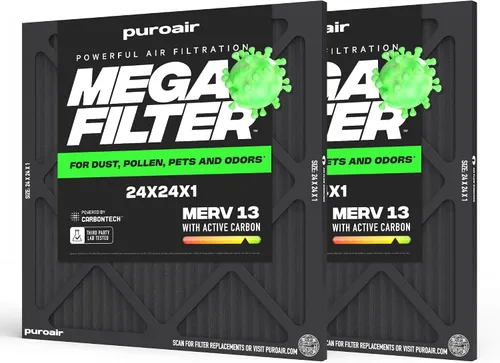 Miniatura 50 de PuroAir Filtro Mega - Filtro de aire de 12x12x1 MERV 13 para el hogar con carbón activado - Filtros alérgenos, caspa de mascotas, humo, polvo