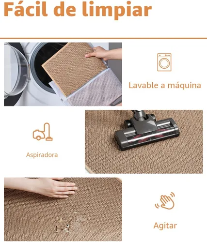 Miniatura 5 de PADOOR Alfombra de baño antideslizante con parte trasera de goma, trenzada absorbente, lavable a máquina, fina alfombra para suelo de baño, de Beige
