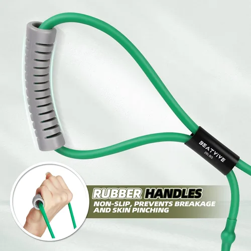 Miniatura 7 de Banda de resistencia Figura 8 Cordón de ejercicio, bandas de resistencia de fitness con asas, banda de tubo de ejercicio para estiramiento de brazos