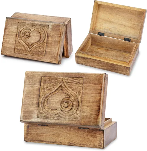 Miniatura 17 de Ajuny Caja Joyero de Madera para Recuerdos de 8 x 5 pulgadas – Cofre Decorativo Hecho a Mano para Hombres y Mujeres, Caja de Almacenamiento