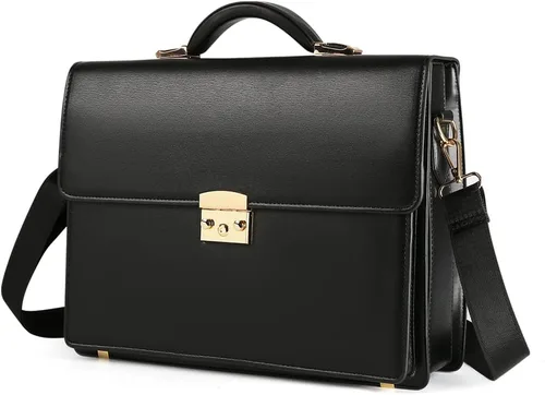 Maletines para hombres de negocios maletín de cuero con bloqueo negro portátil Messenger Bag Abogado Estuche rígido
