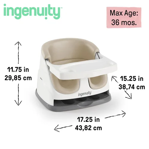 Miniatura 7 de Ingenuity Asiento base para bebé 2-en-1 con bandeja auto-guardable para alimentación y piso - Cashmere
