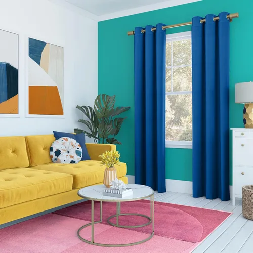 Miniatura 9 de Sun Zero Halton Bright Vibes Panel de Cortina Opaca Total con Ojales, 40" x 63", Azul Clásico