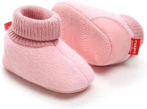 myppgg Botines de forro polar para bebé y niña, para recién nacidos, acogedores, calcetines cálidos de invierno, antideslizantes, suela suave,