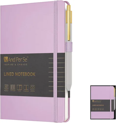 Miniatura 26 de &And Per Se Juego de diario y bolígrafo forrados, cuaderno A5 de tapa dura de cuero con bolígrafo y juego de papelería, 160 páginas de 3.53 oz/m²