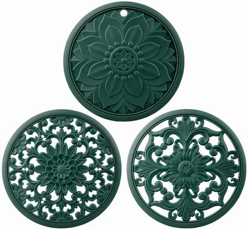 Miniatura 11 de Salvamanteles de silicona gris para platos calientes, ollas y sartenes, almohadillas calientes redondas para cocina, alfombrilla de silicona