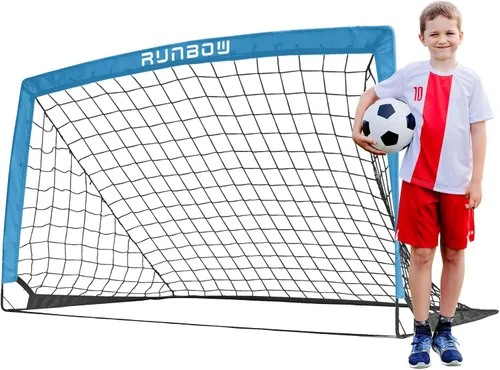 Miniatura 23 de Portería de fútbol para patio trasero, red de fútbol plegable portátil de 5 x 3 pies con bolsa de transporte para niños y adultos