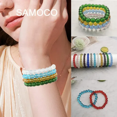 Miniatura 5 de SAMOCO 24 pulseras elásticas de cuentas de 0.315in, hechas a mano, redondas, de cristal, para mujer, multicolor, mate, pulsera elástica