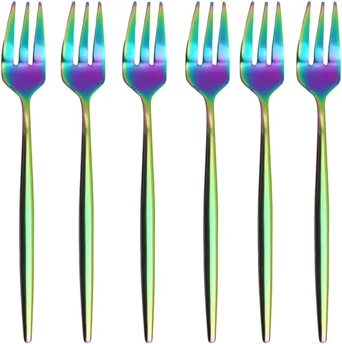 Miniatura 3 de Juego de 6 espátulas de pastel de pizza para tartas, espátulas de acero inoxidable 18/10, tenedores para tartas, mini tenedores para frutas