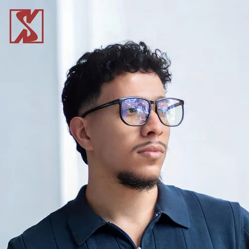 Miniatura 4 de SHEEN KELLY TR90 Oversized Blue Light Blocking Glasses Men Women Square Computer Eyewear Nerd Black Large Clear Lens