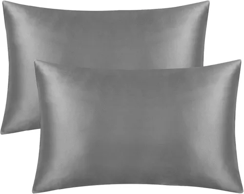 Miniatura 15 de FLXXIE Paquete de 2 fundas de almohada estándar de satén con cremallera para cabello y piel, sedosas y súper suaves (20 x 26 pulgadas), fundas