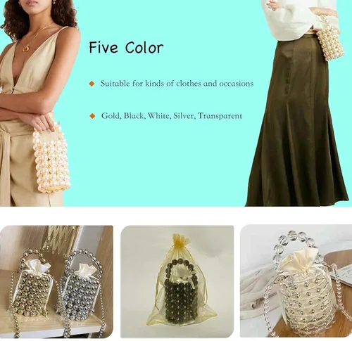Miniatura 5 de Bolso bandolera de mano multicolor con cuentas de mano para mujer