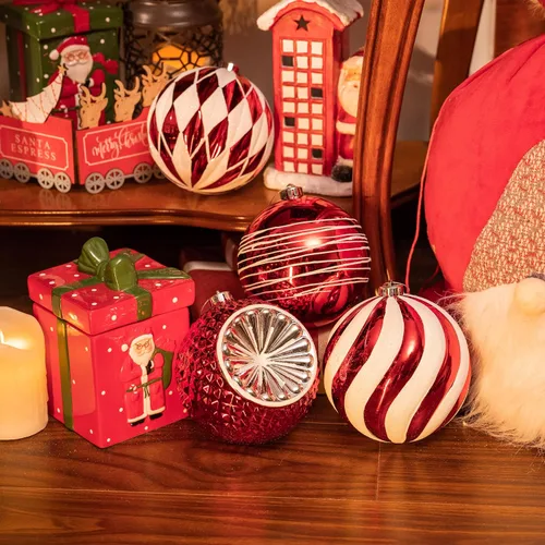 Miniatura 6 de Valery Madelyn Juego de adornos de árbol de Navidad extra grandes de 5.9 pulgadas, 4 unidades, color rojo y blanco, inastillables, adornos colgantes