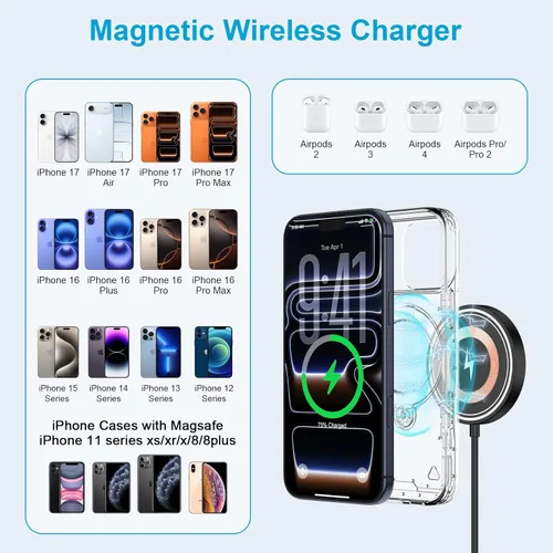 Miniatura 3 de Cargador inalámbrico magnético, almohadilla de carga inalámbrica rápida de 15 W, cargador Magsafe para Samsung Galaxy S26/S25/S24 Ultra Z Flip7