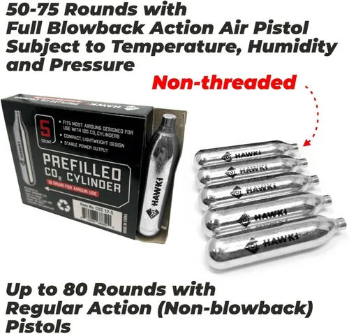 Miniatura 2 de Hawki Cartuchos de CO2 de 0.42 oz para pistolas de aire, pistolas BB, pistolas de Airsoft y accesorios de paintball